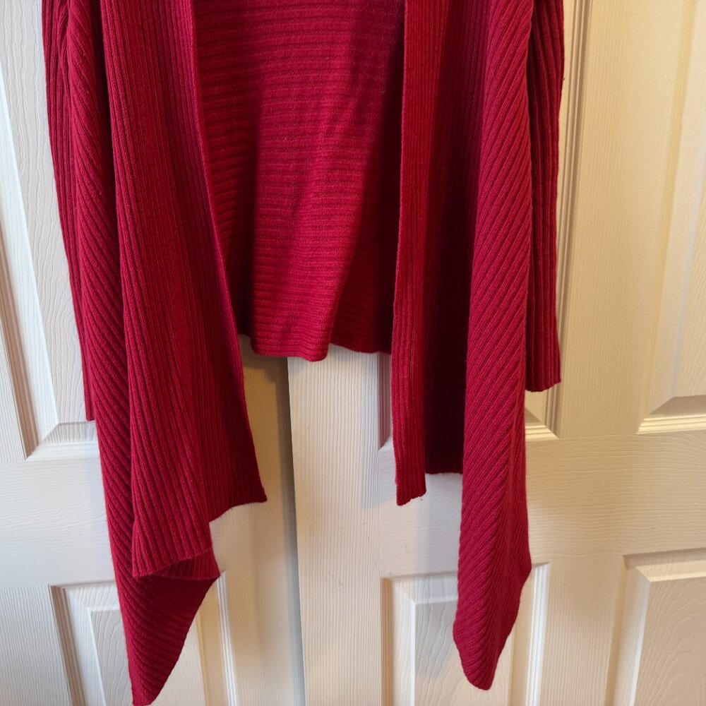 INC Red Ribbed Open-front Cardigan- P/S - Picture 5 of 6